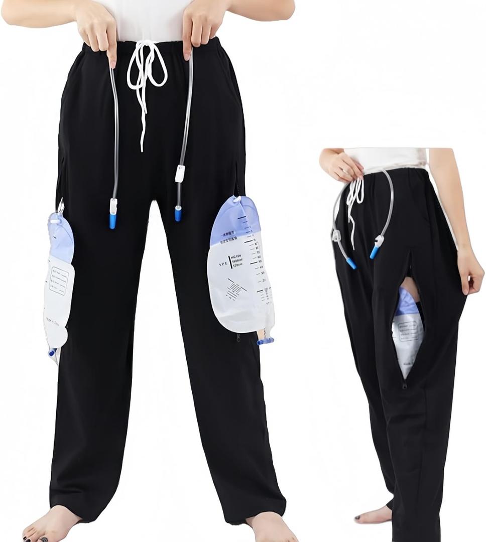 ostomy Care Underwear, Bladder, Kidney Stoma Incontinence Urine Bag postoperative Care Pants, Urine Bag Pants, Catheter Bile Drainage Bag Pants(Black,XL)