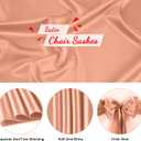 50 PCS Rose Gold Satin Chair Sashes Bows Universal Chair Ribbon Ties Back Sash for Wedding Party Reception Events Banquets Hotel Event Chair Cover Decoration (7x108 inch)