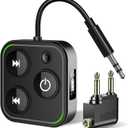 2026 Pro Bluetooth 5.4 Transmitter Receiver, 2-in-1 Wireless Audio Adapter for Airplane/TV/PC/Gym - Dual Link Headphone, Low Latency, Battery Display, Built-in Mic, 30H Playtime, Aviation Metal Frame (Black)