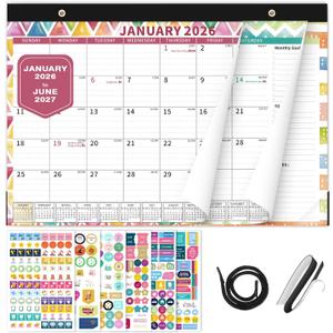 Ospelelf Desk Calendar 2026-2027, Magnetic Fridge Wall Calendar, 18 Month Monthly Large Calendar Planner with Plastic Cover 17" X 12", January 2026 - June 2027 Geometry