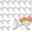 24 Pcs 8 oz Plastic Ice Cream Dessert Bowls Sundae Trifle Cups Bulk Clear Footed Milkshake Bowl Small Parfait Mousse Crystal Dish Holder Salad Condiment Fruit Holiday Wedding Picnic Party Favor
