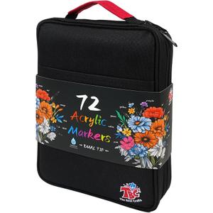 TBC The Best Crafts 72 Colors Dual Tip Acrylic Paint Markers, Double zipper design Topgrade Canvas bag,Waterproof, Non-Toxic, odorless, Suitable for Paper,Pottery, Stones, Glass,outdoor painting