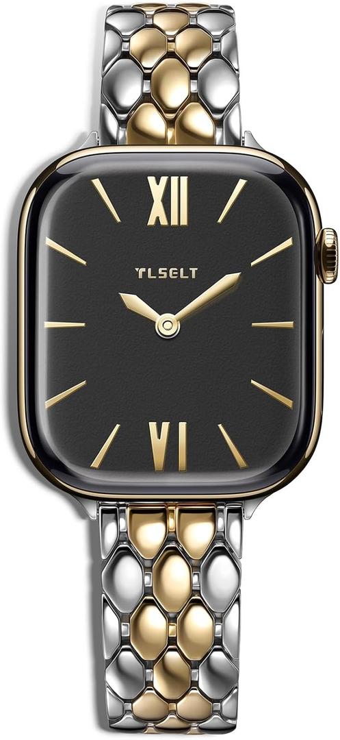 Stainless Steel Designer Band Compatible with Apple Watch for Women 38/40/41/42/44/45/46/49mm, Fancy Dressy Metal Strap for iWatch Series 11 10 9 8 7 6 5 4 3 SE Ultra 3 2 1