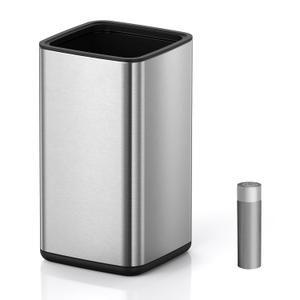 Mbillion 4 Gal/15L Open top Trash Can with Removable Inner Bucket Small Waste Basket, Metal Trash Can for Bathroom Office,Stainless Steel (Sliver)