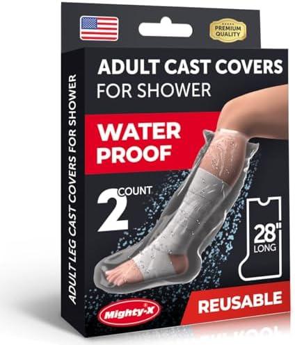 100% Waterproof Cast Covers for Shower Leg - Tight Seal - Reusable Adult 2pk Half Leg Cast Protectors - Knee, Ankle, Foot