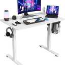 STARY Electric Standing Desk Adjustable Height Sit Stand Home Office Desk with Splice Board (40x24, White Desktop/White Frame-gaming Desk)