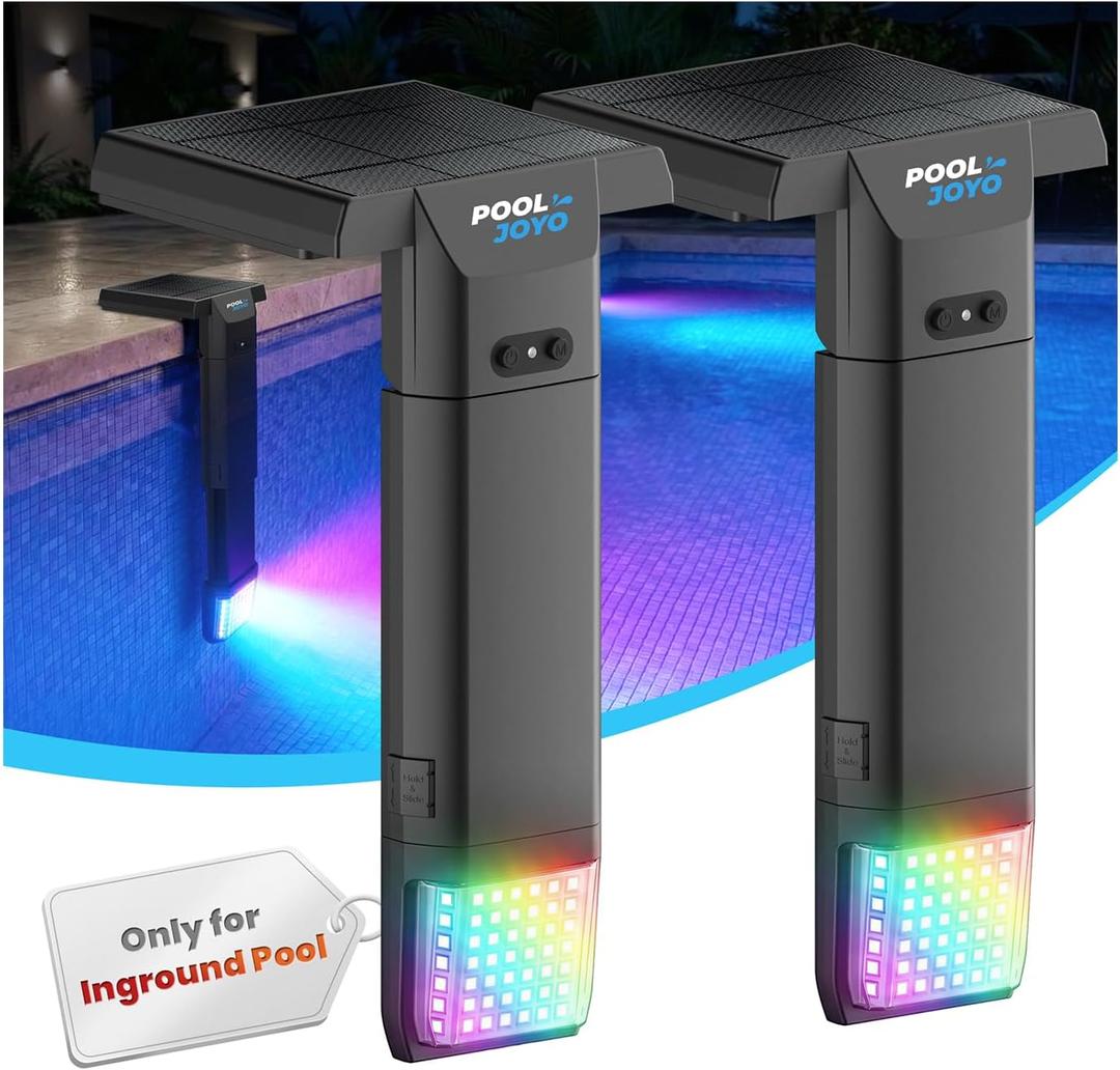 Solar Pool Lights Only for Inground Pools with Remote, 56 LEDs Brighter 3-Sided 180 Underwater Glow, 10 Colors 4 Modes, 3 Brightness Levels, IP68 Waterproof2 Pack