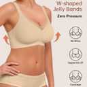 Vertvie Wireless Bras Women Seamless Jelly Supportive Mesh Crossover Bra No Underwire Push Up Full Coverage T-Shirt Bralette (Beige, M)