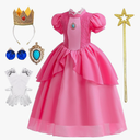 Princess Costume for Girls Birthday Halloween Christmas Cosplay Dress Up with Rich Accessories 3-10Years Size For 3-4 Y
