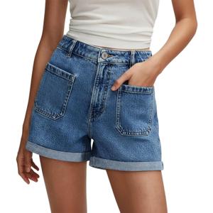 onlypuff Jean Shorts for Women Frayed Cut Off Denim Short High Waisted Ripped Distressed Mid Rise Trendy Summer Outfits