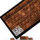 PBT Keycaps Shine Through Custom Keyboard Keycaps, 130 Keys Retro Dye-Sublimation Key caps Set, Cherry Profile for 61/64/75/84/87/104/108 Layout Mechanical Keyboard, Walnut Textures
