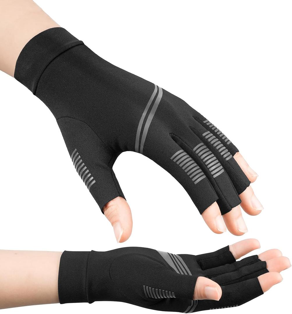 Arthritis Gloves for Women for Pain,All-Around Compression Gloves for Men,Finger extension with Anti-Slip Grip,Support Gloves for Pain Relief,Carpal Tunnel (Medium (1 Pair), Matte Black)