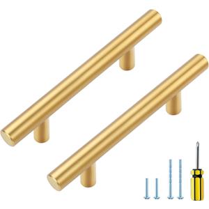 Ravinte Gold Cabinet Handles 30 Pack 5 Inch Brushed Gold Kitchen Cabinet Pulls 3 Inch Hole Center Brushed Brass Drawer Pulls Kitchen Hardware for Cabinet Drawer and Cupboard