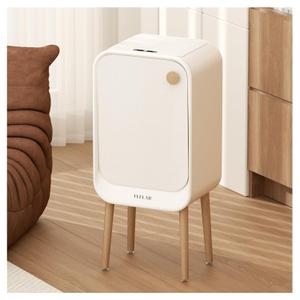 Bathroom Trash Can with Lid - Motion Sensor Smart Garbage Bin with Toilet Brush, 2 Gallon / 7L Small Automatic Trash Can, Odor-Control for Bathroom (White with Leg)