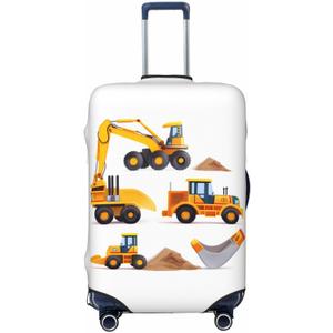 Luggage Suitcase COVER Machinery Excavator Truck and Loader, Cartoon Toy Suitcase COVERS Elastic, M - Fits 22-24 inch luggage (No Suitcase)