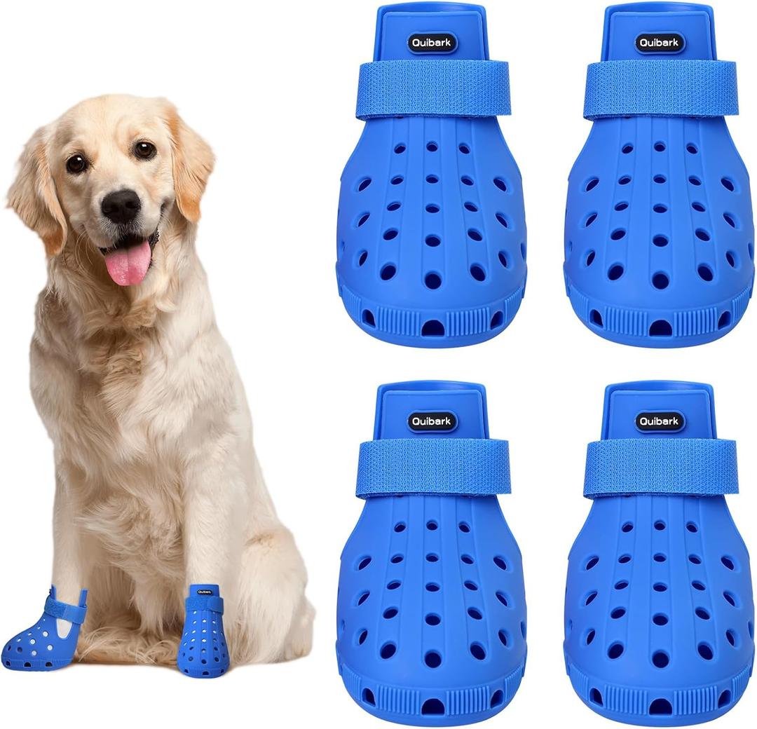 Dog Shoes for Hot Pavement Non-Slip Waterproof Dog Shoes for Medium Dogs Large Size Dogs Easy ON & Off Adjustable Easy-Clean for Beach Outdoor Blue, Size L: (2.95x2.2-2.55)(L*W)