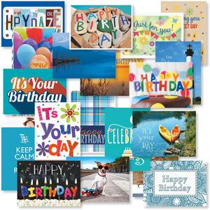 Mega Birthday Greeting Card Value Pack - Set of 40 (20 Designs), Large 5" x 7", Birthday Cards with Sentiments Inside, White Envelopes Mega Birthday Greeting Card Value Pack - Set of 40 (20 Designs), Large 5" x 7", Birthday Cards with Sentiments Inside, White Envelopes
