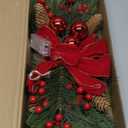 Christmas Swag 24 Inch Christmas Teardrop Swag Xmas Cordless Prelit Stairway Swags with Bowknot, Berries, Teardrop Trim Wreath Xmas Decorations for Stairs, Front Door, Outdoor, Home Garden Decor