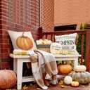 ZWJD Fall Pillow Covers - 20x20 Set of 4 Farmhouse Decor Pillows With Pumpkin, Maple Leaves and Hello Autumn Designs for Porch, Couch, Bed