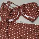 Blooming Jelly Women's Bikini Sets Polka Dot Two Piece Swimsuit Cheeky Scalloped Trim String Mid Rise Bathing Suit (Brown, M)