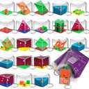 Brain Teaser Puzzle Cubes on Keychain (24 Pack) - Mini Maze Toys for Kids, Unique Party Favors, Goodie Bag Fillers, Treasure Box Classroom Rewards, Bulk Small Toys for Boys & Girls