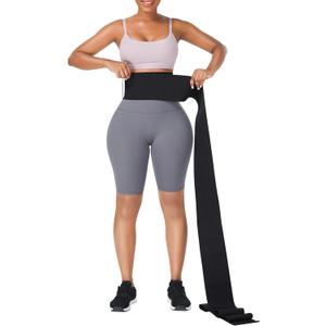 FeelinGirl Waist Trainer for Women Bandage Wrap Trimmer Belt Long Torso Tummy Wraps Belly Body Shaper Waist Trimmer Belt (One Size, Aa/Black - One Size)