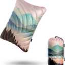 Camping Pillow,Supportive Compressible Travel Pillow Large Size Lightweight Camp Pillow with Storage Bag for Camping,Hiking,Backpacking,Airplane (Large(15.7''X19.6''), Cas-pink)