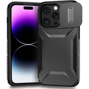 Yerebel Case for iPhone 14 Pro, for Apple 14 Pro 6.1" with Slide Camera Cover, Military Grade Non-Slip Heavy Duty Rugged Shockproof Protective Phone Cover for iPhone 14 Pro Black