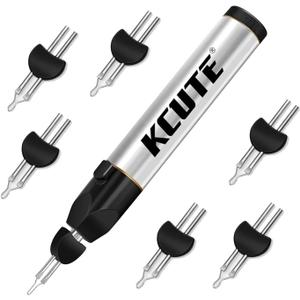 Chispee Thread Burner Kit with 6PCS Tips One Touch Thread Zapper Tool for Finishing Bead Weaving, Sewing, Leather Work, Fast Melting Wax& Jewelry Making (Silver)