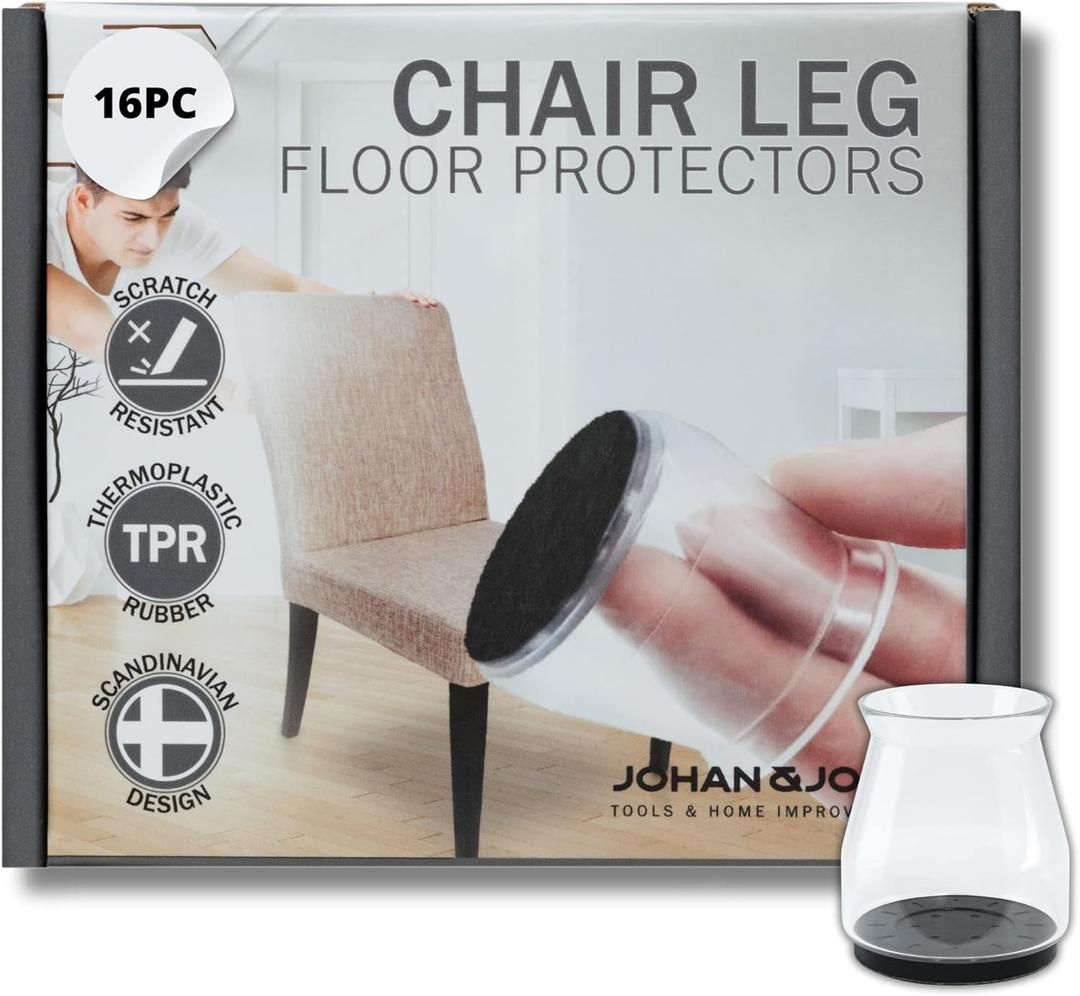 Transparent Chair Leg Floor Protectors with Integrated Felt Pads  Chair Leg Caps Shield Floors from Scratches, Damage & Reduce Noise  Our Chair Leg Covers are Made from Flexible TPR  16 Pack