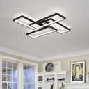 Shine LUEST Modern LED Ceiling Lights for Bedroom 26" Dimmable Square Ceiling Lights for Living Room with Remote Control Black Bedroom Light Fixture for Kitchen,Bathroom,Balcony