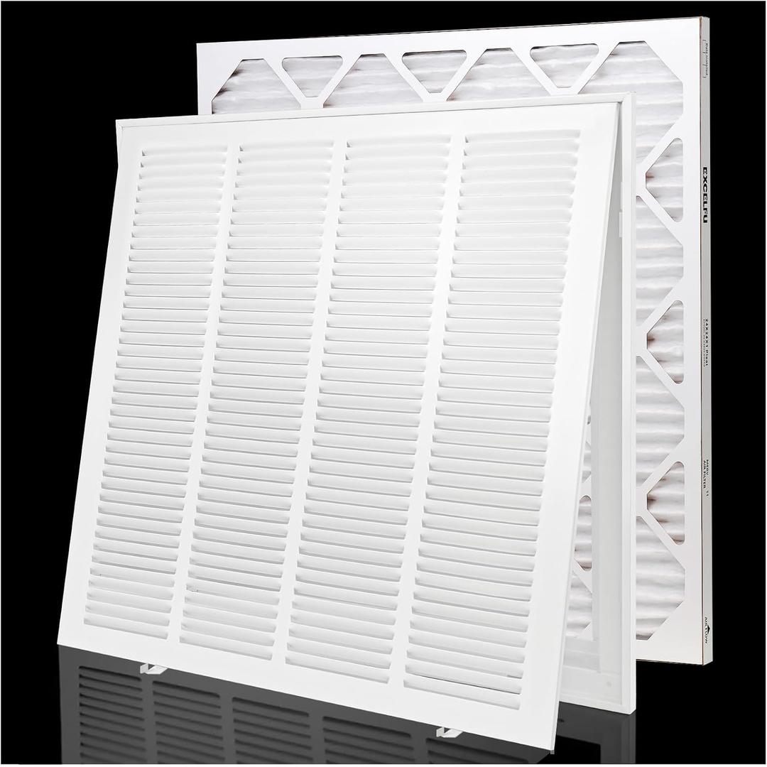 20x20 Return Air Filter Grille for 20"W x 20"H Duct Opening,Wall Return Air Vent Cover Grille with Filter [Included 1PK 1"Thick],Steel HVAC Vent Cover Filter Grill Outer Dimension: 22 5/8"W X 22 5/8"H