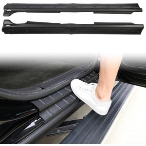 Slip-on Rocker Panel Cover, Fit for 2014-2018 Chevy Silverado Gmc Sierra 1500 Crew Cab, 2PCS Side Skirts & Door Sill Covers, No-Drill Install, Matte Black