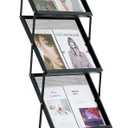 VEVOR Brochure Display Rack, Foldable 5 Pockets Magazine Literature Display Stand, Movable Floor Standing Magazine Rack with Wheels, Metal Newspaper Catalog Holders for Shop Exhibitions Office Show