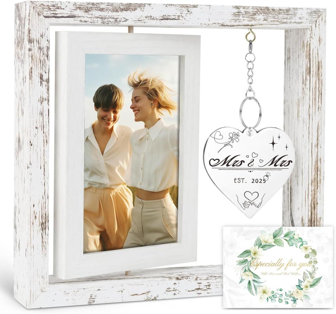 Mrs and Mrs Picture Frame Wedding Gifts for Lesbian, Wedding, Engagement, Bridal Shower, Birthday Gift for Lesbian Couple, LGBT Gift Ideas for Future Mrs & Mrs