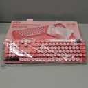 Wireless Keyboard and Mouse Combo, Typewriter Keyboard with Magnetic Wrist Rest, Full-Size Retro Round Keycaps, Smart-Sleep, 2.4GHz Stable Connection for Mac/Windows/PC, Trueque(Blush Pink)