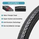 Hycline 26x2.125 Cruiser Bike Tires Set: 2-Pack 26-inch Premium Butyl Rubber High-Performance Folding Replacement Bicycle Tires for Beach Cruiser and Urban Commuting Bicycle