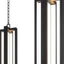 LamQee 20.2 Inch Aluminum LED Modern Outdoor Pendant Light 2700K 2400LM, Linear Outside Hanging Lights IP65 Waterproof, Black Exterior Chandelier Lighting Fixture for Front Porch Entry Patio Gazebo