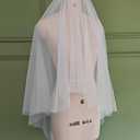 BEAUTELICATE Bridal Wedding Veil 2 Tier For Women Cut Edge Knee Chapel Length With Comb Ivory White