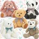 MaoGoLan 13 inch Stuffed Animals Bulk Plush Set Toys Bundle Party Favors for Kids Teens Girls - Soft Teddy Bear, Floppy Bunnies, Monkey, Panda - Baby Shower Decor Christmas Easter Gift, 5Pcs