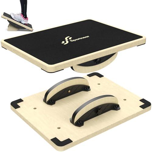 Sportneer 2-in-1 Balance Board – Adjustable Wobble & Slant Board for Core Strength, Stretching, Rehab, Standing Desk, Home Gym Workout