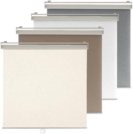 Ajadeblind Cordless Blackout Roller Shades for Indoor Windows – Jacquard Linen Look, Thermal UV Blocking Pull Down Blinds for Bedroom, Office, Home(Linen Beige,36"x72")