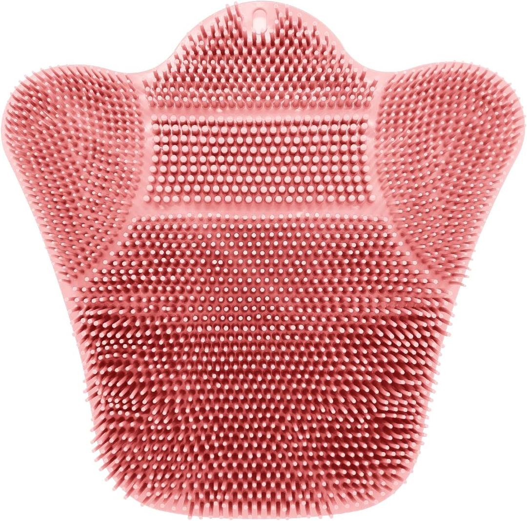 Grey TPR Sower Scrubbing Mat with Suction Cups Soft, Non-Slip Design for Foot and Back Massage Perfect for Full-Body Cleansing and Comfort Pink