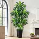 7FT Artificial Dracaena Tree - High-Density Foliage Fake Plant with Black Tall Planter - Faux Yucca Floor Plant for Home Office Decor Indoor