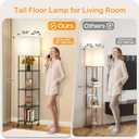 Floor Lamp with Shelves, 73" Tall Adjustable Standing Shelf Lamp with Dimmable LED Bulb & Linen Shade, 5-Tier Metal Storage Rack, Modern Display Shelf for Living Room, Bedroom, Office or Corner Space