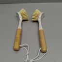 Kitchen Dish & Cast Iron Brush with Scraper, [2 Pack] Skillet Scrub Cleaner with Handle, Kitchen Cleaning Scrubber for Dishes, Pots, Cast Iron Skillet, Non-Stick Frying Pans, Sinks and House Cleaning