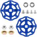 2 Pack Outdoor Faucet Handle Replacement, 7mm x 7mm Square Stem Hole Water Spigot Handle Replacement, Cast Iron Round Wheel Outside Faucet Handles with Screws Spacer (Blue)