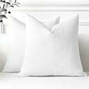 OTOSTAR Linen Throw Pillow Covers Set of 2 Decorative Square Pillowcases Cushion Covers 20x20 Inch for Home Decor Sofa Bedroom Car 50 x 50 CM Pure White