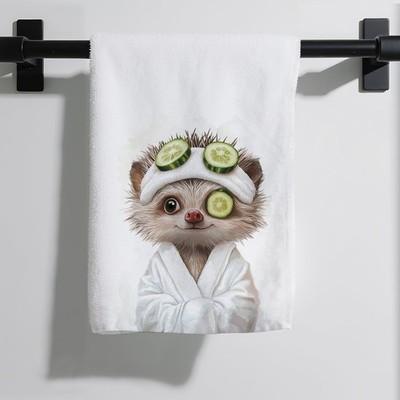 Eieanao Cute Hedgehog Gifts Hand Towel for Bathroom, Funny Hedgehog Microfiber Dish Towel, Funny Hedgehogs Bathroom Decor, Animal Washroom Decor, 16x24 Inch