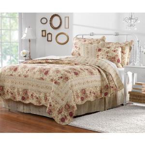 Greenland Home Antique Rose 100% Cotton Heirloom-Quality Quilt Set, 5-Piece Full/Queen, Ecru